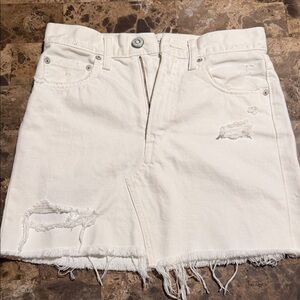 Stylish White Distressed Mini Skirt